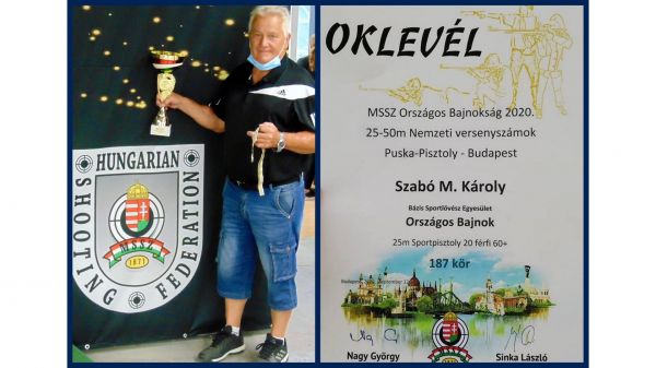 Szabó M. Károly kapuvári sportlövész országos bajnokságon első helyezést ért el