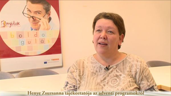 Henye Zsuzsanna tájékoztatója az adventi programokról